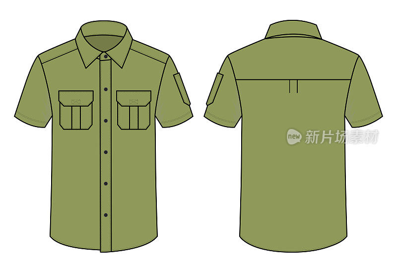 Army Uniform Shirt With Pen Holder Vector For Template